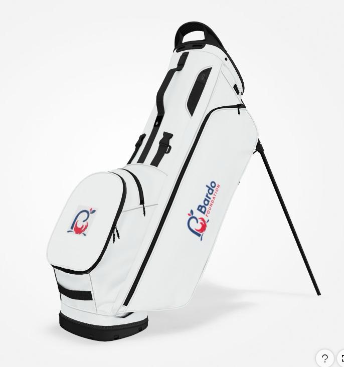 First Edition Bardo Golf Bag · front view showing Bardo Foundation wordmark and flame logo
